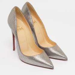 Pre Owned Christian Louboutin Silver Glitter So Kate Pumps Size 37.5