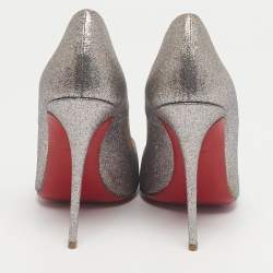 Pre Owned Christian Louboutin Silver Glitter So Kate Pumps Size 37.5