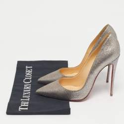 Pre Owned Christian Louboutin Silver Glitter So Kate Pumps Size 37.5
