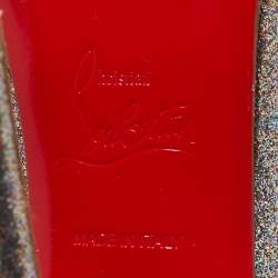 Pre Owned Christian Louboutin Silver Glitter So Kate Pumps Size 37.5