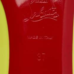 Pre Owned Christian Louboutin Neon Yellow Patent Leather Pigalle Follies Ballet Flats Size 37