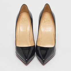 Pre Owned Christian Louboutin Black Patent Leather Pigalle Plato Pointed Toe Pumps Size 39.5