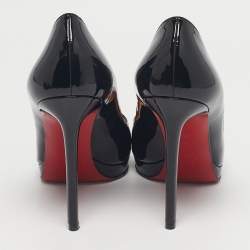 Pre Owned Christian Louboutin Black Patent Leather Pigalle Plato Pointed Toe Pumps Size 39.5