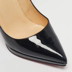 Pre Owned Christian Louboutin Black Patent Leather Pigalle Plato Pointed Toe Pumps Size 39.5