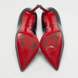 Pre Owned Christian Louboutin Black Patent Leather Pigalle Plato Pointed Toe Pumps Size 39.5