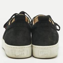 مملوكة مسبقًا Christian Louboutin Black Suede Happyrui Spikes Sneakers Size 45