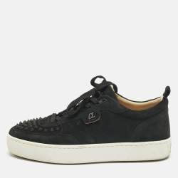 Pre Owned Christian Louboutin Black Suede Happyrui Spikes Sneakers Size 45