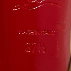 Pre Owned Christian Louboutin Beige/Black Patent Leather Very Prive Platform Pumps Size 37.5