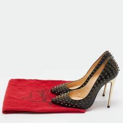 مملوكة مسبقًا Christian Louboutin Black Leather Pigalle Spikes Pumps Size 38.5