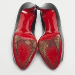 Pre Owned حذاء كعب عالي كريستيان لوبوتان فيري برايف جلد أسود مقاس 40.5