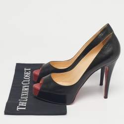 Pre Owned حذاء كعب عالي كريستيان لوبوتان فيري برايف جلد أسود مقاس 40.5