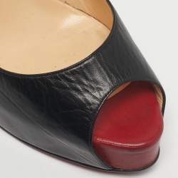 Pre Owned حذاء كعب عالي كريستيان لوبوتان فيري برايف جلد أسود مقاس 40.5