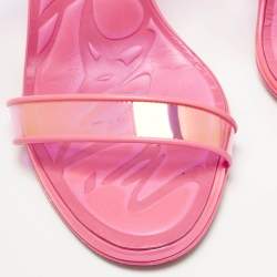 Pre Owned Christian Louboutin Pink PVC Just Loubi Slide Sandals Size 39.5