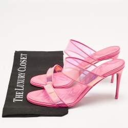 Pre Owned Christian Louboutin Pink PVC Just Loubi Slide Sandals Size 39.5