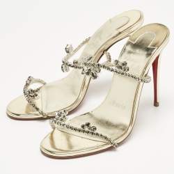 مملوكة مسبقًا صندل كريستيان لوبوتان جولد باتنت لذر و بي في سي "جاست كوين" سلايد مقاس 36