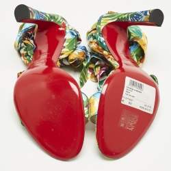 Pre Owned Christian Louboutin Multicolor Printed Satin Miss Z Desert Sandals Size 40