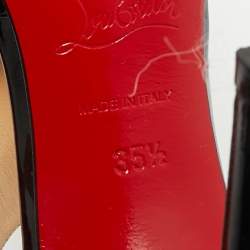 Pre Owned حذاء كعب عالي كريستيان لوبوتان جي سترينغ جلد أسود لامع سير حرف تي مقاس 38.5