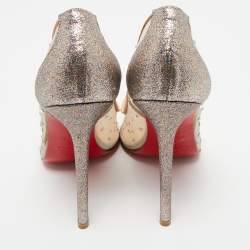 مملوكة مسبقًا Christian Louboutin Beige Mesh, Glitter and Leather Follies Strass Pumps Size 39