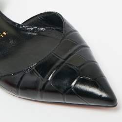 Pre Owned Christian Louboutin Croco Embossed Leather Iriza Ballet Flats Size 37.5