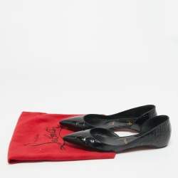 Pre Owned Christian Louboutin Croco Embossed Leather Iriza Ballet Flats Size 37.5