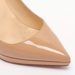 Pre Owned حذاء كعب عالي كريستيان لوبوتان بيغال بلاتو جلد لامع بيج مقاس 39.5