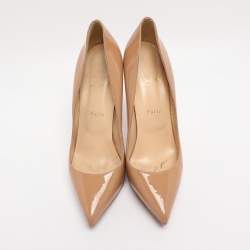 Pre Owned حذاء كعب عالي كريستيان لوبوتان بيغال بلاتو جلد لامع بيج مقاس 39.5