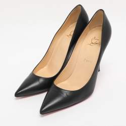 Pre Owned Christian Louboutin Black Leather Pigalle Pointed Toe Pumps Size 40