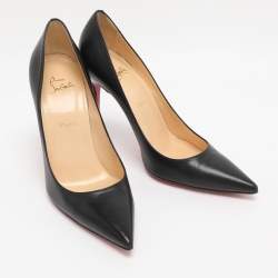 Pre Owned Christian Louboutin Black Leather Pigalle Pointed Toe Pumps Size 40