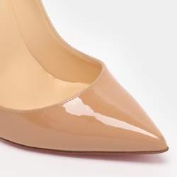 Pre Owned Christian Louboutin Beige Patent Leather So Kate Pumps Size 36.5