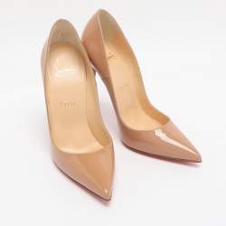 Pre Owned Christian Louboutin Beige Patent Leather So Kate Pumps Size 36.5