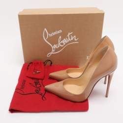 Pre Owned Christian Louboutin Beige Patent Leather So Kate Pumps Size 36.5