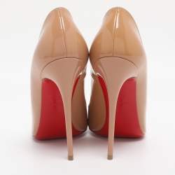 Pre Owned Christian Louboutin Beige Patent Leather So Kate Pumps Size 36.5