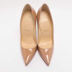 Pre Owned Christian Louboutin Beige Patent Leather So Kate Pumps Size 36.5
