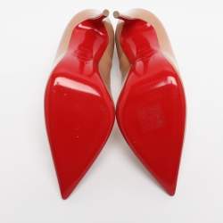 Pre Owned Christian Louboutin Beige Patent Leather So Kate Pumps Size 36.5
