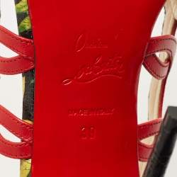 Pre Owned حذاء كعب عالي كريستيان لوبوتان هولا جلد مقطع أحمر/أسود مفتوح من الأمام مقاس 39