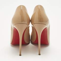 Pre Owned Christian Louboutin Beige Patent Leather So Kate Pumps Size 38