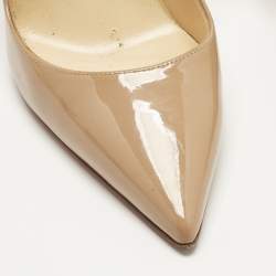 Pre Owned Christian Louboutin Beige Patent Leather So Kate Pumps Size 38