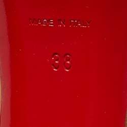 Pre Owned Christian Louboutin Beige Patent Leather Palais Royal Slingback Pumps Size 38