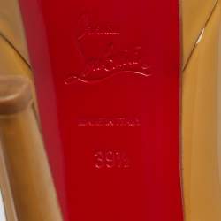 Pre Owned Christian Louboutin Beige Patent Leather Bianca Platform Pumps Size 39.5