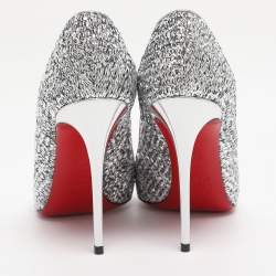 Pre Owned حذاء كعب عالي كريستيان لوبوتان بيغال فوليز جلد فضي بمقدمة مدببة مقاس 36