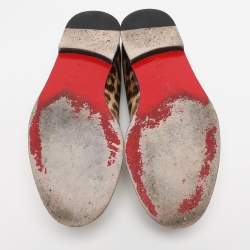 مملوكة مسبقًا حذاء لوفرز كريستيان لوبوتان لوبيروزا جلد براءات اختراع بطبعة الليوبارد الكريمي مقاس 38.5