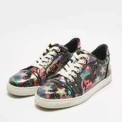 Pre Owned Christian Louboutin Multicolor Patent Leather Louis Junior Low Top Sneakers Size 39.5