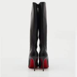 مملوكة مسبقًا حذاء بوت كريستيان لوبوتان بوتاليلي جلد أسود بطول الركبة مقاس 38