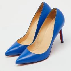 Pre Owned Christian Louboutin Blue Leather So Kate Pumps Size 37.5