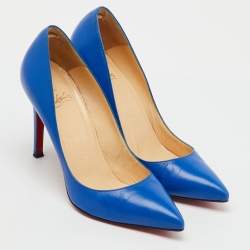 Pre Owned Christian Louboutin Blue Leather So Kate Pumps Size 37.5