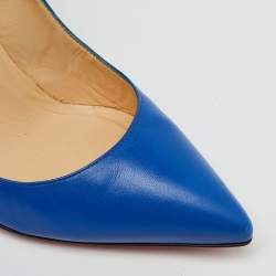 Pre Owned Christian Louboutin Blue Leather So Kate Pumps Size 37.5