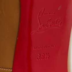 Pre Owned Christian Louboutin Beige Patent Leather Rolando Platform Pumps Size 38.5
