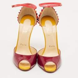 Pre Owned صندل كريستيان لوبوتان بينا سبايك جلد ذهبي/أسود بحزام للكاحل مقاس 38.5