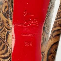 مملوكة مسبقًا حذاء كعب عالي كريستيان لوبوتان بلاتفورم جلد بني التاداما مقاس 38.5