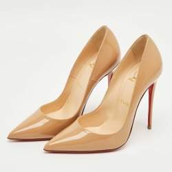 Pre Owned Christian Louboutin Beige Patent Leather So Kate Pumps Size 37.5